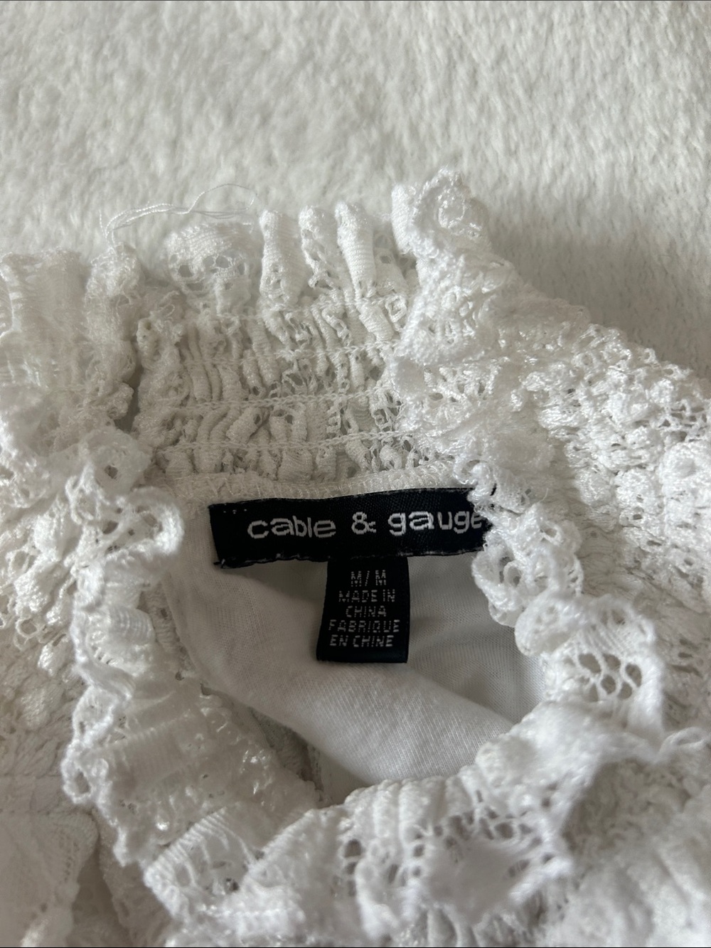 Cable & Gauge Lace Mock Neck Sleeveless Top Size M – Romantic Cottagecore Blouse - Picture 6 of 10